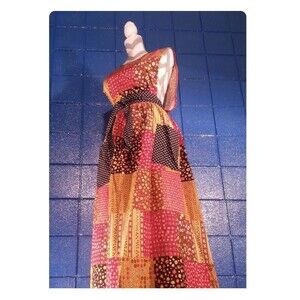 VTG 70s JAPAN Pinafore Calico Patchwork Boho DESIGN HOUSE Prairie Dress Apron OS